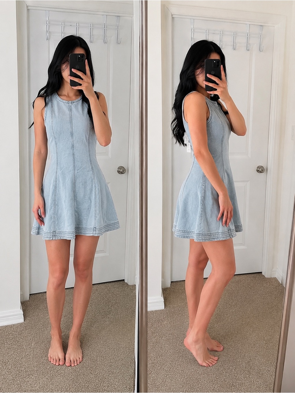 Free Assembly Light Wash Denim Dress Sleeveless Fit & Flare Mini Dress NWT